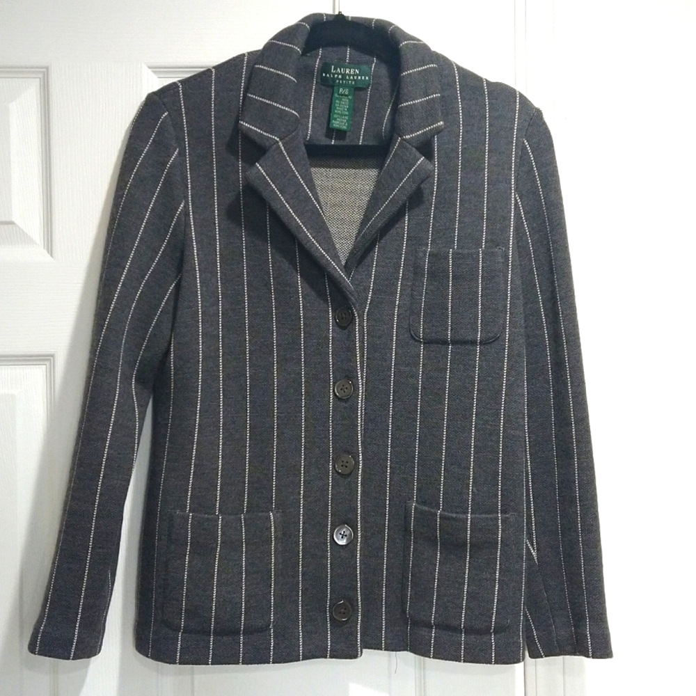 Ralph Lauren Gray Pinstripe Sweater/ Blazer